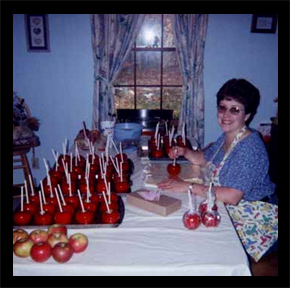 Rebecca Pritchett making candied apples